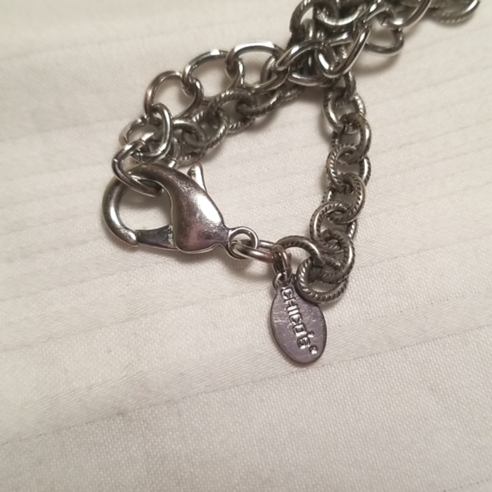 Chicos Silver Gold Hammered Statement Necklace - image 2